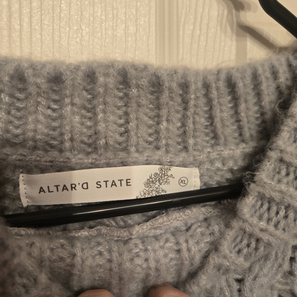Altar'd State Textured Knit Sweater - Soft Pink, Light Gray, and Cream - Picture 3 of 4